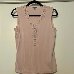 Ann Taylor size Medium pink sleeveless beaded tank top
